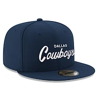 Casquette snapback New Era 9FIFTY pour homme, bleu marine, Dallas Cowboys Core Team Script
