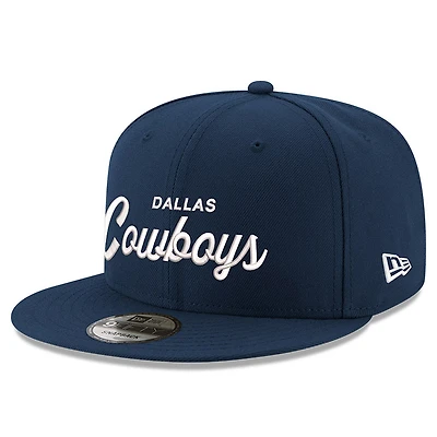 Casquette snapback New Era 9FIFTY pour homme, bleu marine, Dallas Cowboys Core Team Script