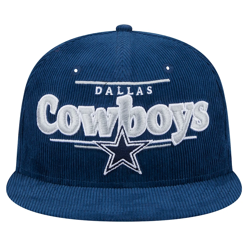 Casquette snapback 9FIFTY en velours côtelé bleu marine Dallas Cowboys de New Era pour homme