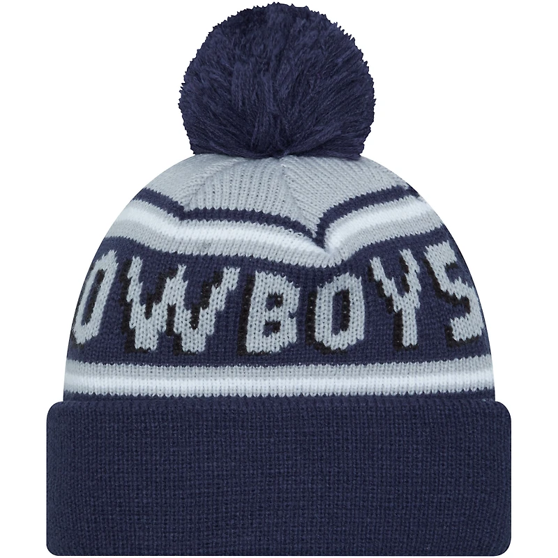 Men's New Era Navy Dallas Cowboys Main Cuffed Knit Hat with Pom