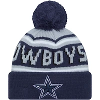 Bonnet à revers New Era bleu marine Dallas Cowboys pour homme avec pompon