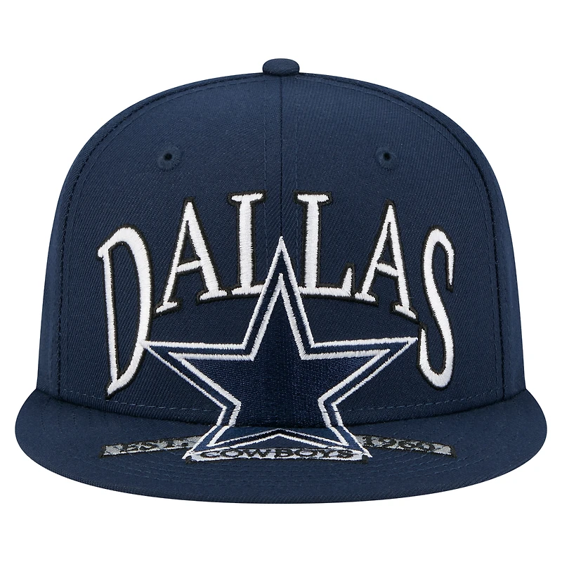 Casquette ajustée surdimensionnée 59FIFTY bleu marine des Cowboys de Dallas New Era pour homme