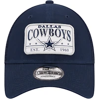 Casquette réglable bleu marine Dallas Cowboys Plate 9FORTY Trucker New Era pour hommes