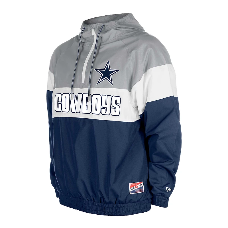 Veste à capuche zippée quart de tour Dallas Cowboys New Era bleu marine pour homme