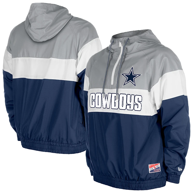 Veste à capuche zippée quart de tour Dallas Cowboys New Era bleu marine pour homme