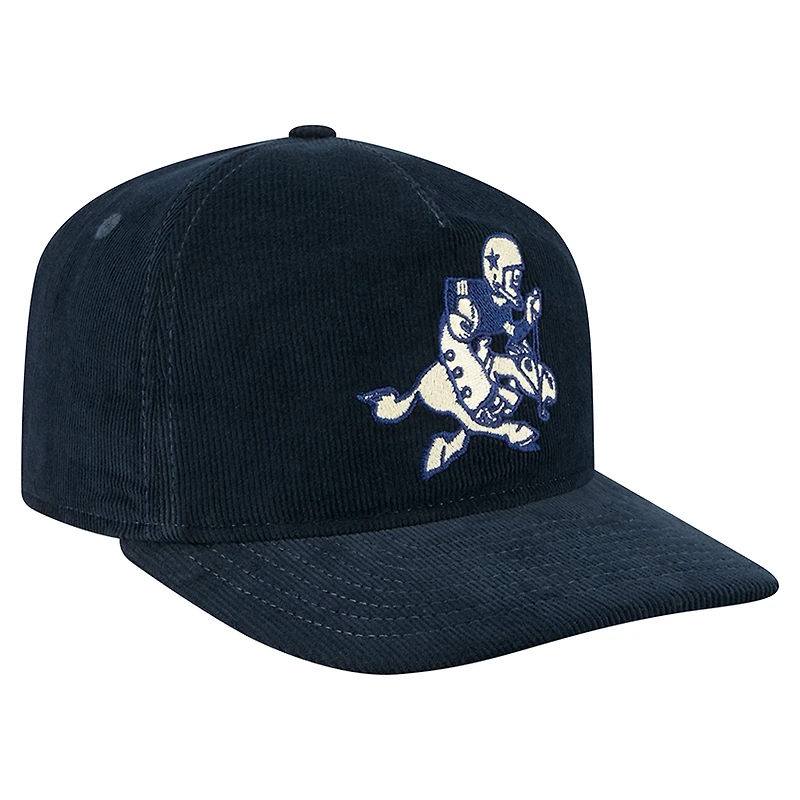 Casquette de golf ajustable en velours côtelé rétro Joe Nostalgic Dallas Cowboys New Era pour homme, bleu marine