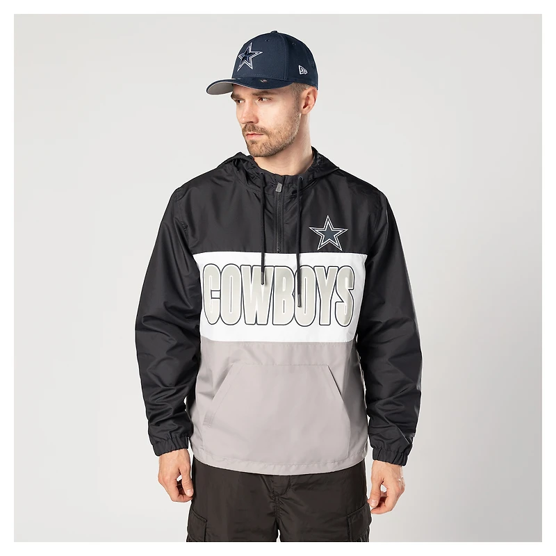 Men's New Era Navy Dallas Cowboys Ripstop Quarter-Zip Hooded Windbreaker