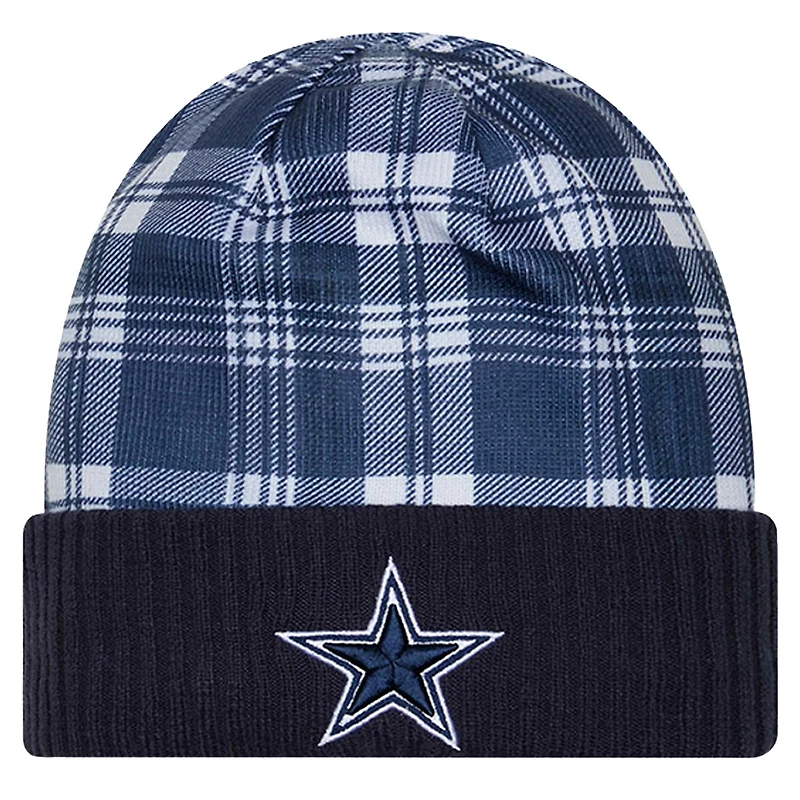 Bonnet en tricot à revers bleu marine Dallas Cowboys Sideline Statement pour homme New Era