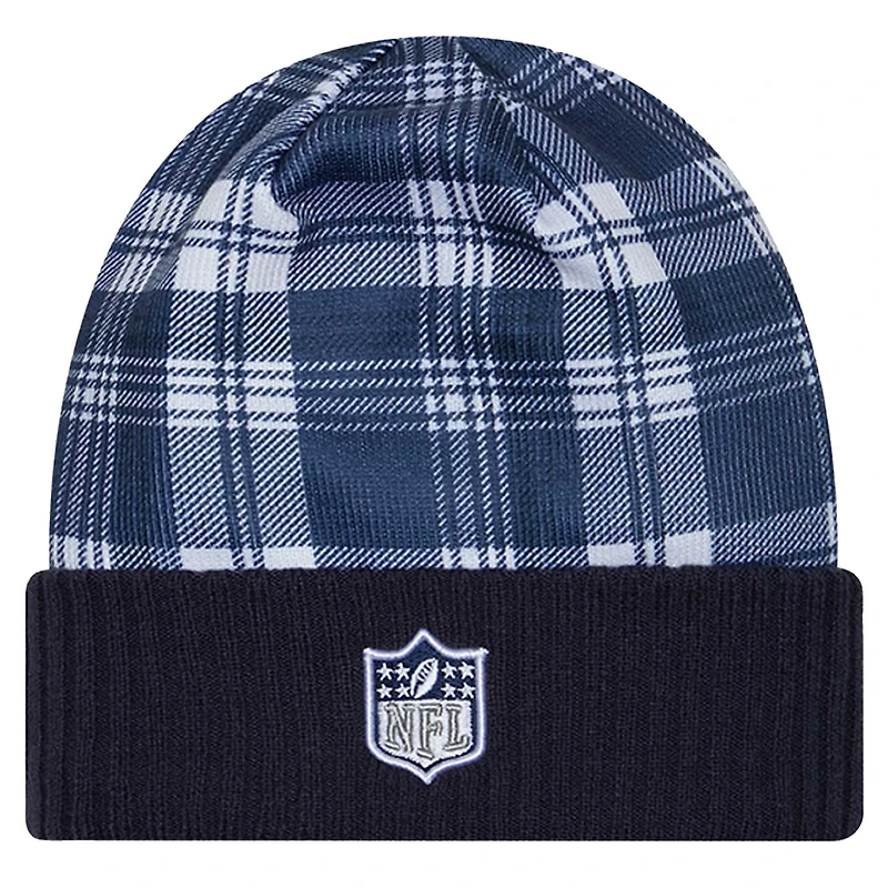 Bonnet en tricot à revers bleu marine Dallas Cowboys Sideline Statement pour homme New Era