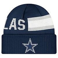 Bonnet tricoté à revers Sideline Tech bleu marine Dallas Cowboys New Era pour homme