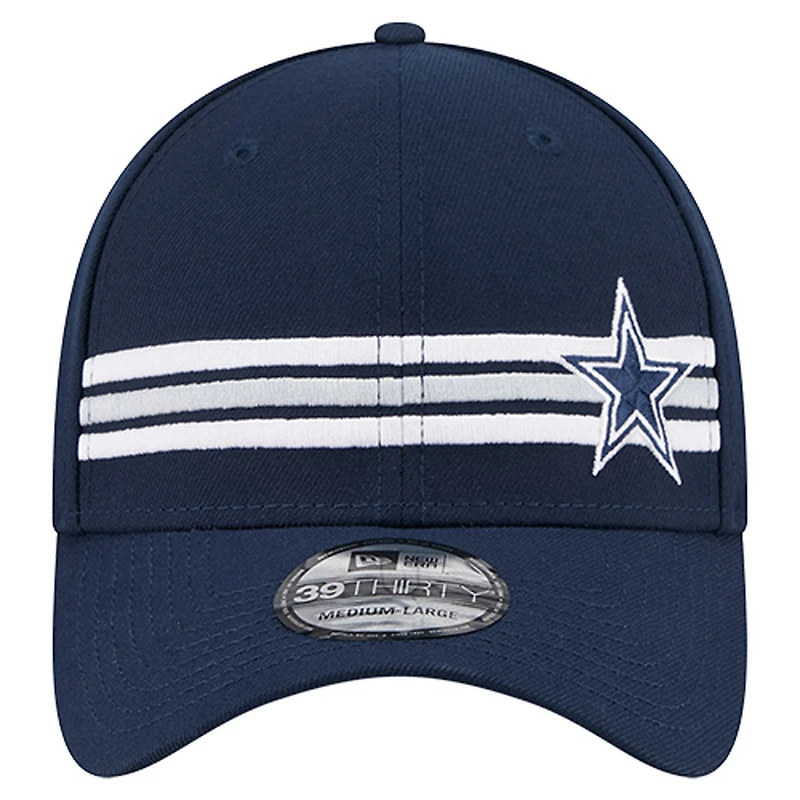 Casquette 39THIRTY Flex bleu marine à rayures des Cowboys de Dallas New Era pour homme
