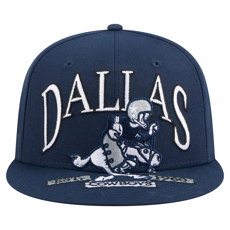 Men's New Era Navy Dallas Cowboys Throwback Oversized 59FIFTY Fitted Hat