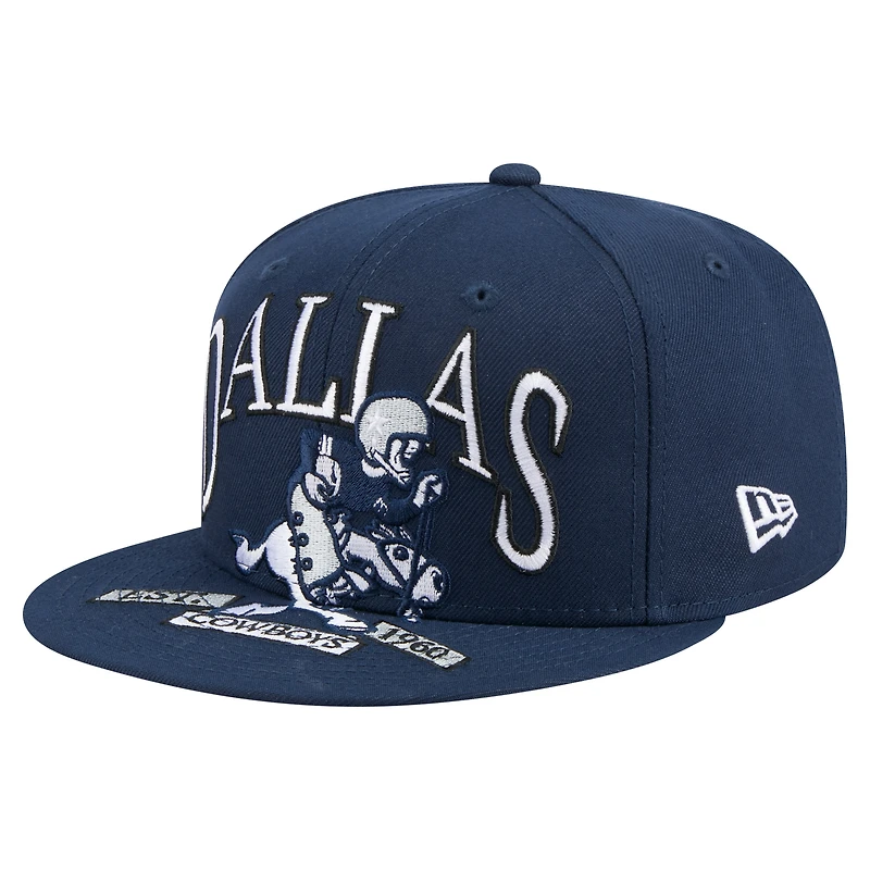 Men's New Era Navy Dallas Cowboys Throwback Oversized 59FIFTY Fitted Hat