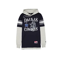T-shirt à capuche manches longues et superpositions New Era bleu marine Dallas Cowboys Twofer pour homme