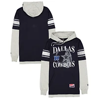 T-shirt à capuche manches longues et superpositions New Era bleu marine Dallas Cowboys Twofer pour homme