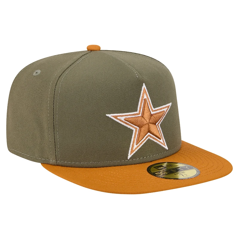 Men's New Era Olive/Brown Dallas Cowboys 2-Tone Color Pack A-Frame 59FIFTY Fitted Hat
