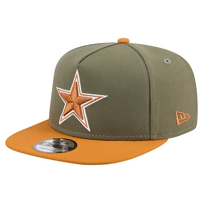Casquette snapback bicolore A-Frame 9FIFTY olive/marron pour homme New Era des Cowboys de Dallas