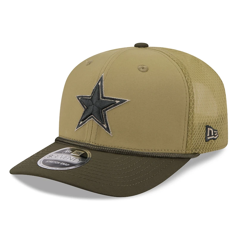 Men's New Era Olive Dallas Cowboys 2025 Salute to Service 9SEVENTY Adjustable Hat