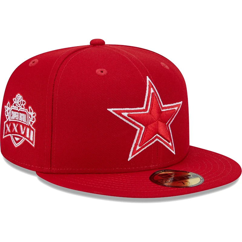Casquette ajustée pour homme New Era Scarlet Dallas Cowboys Super Bowl XXVII Main Patch 59FIFTY