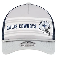 Men's New Era Silver/Navy Dallas Cowboys Linear A-Frame 9FORTY Adjustable Hat