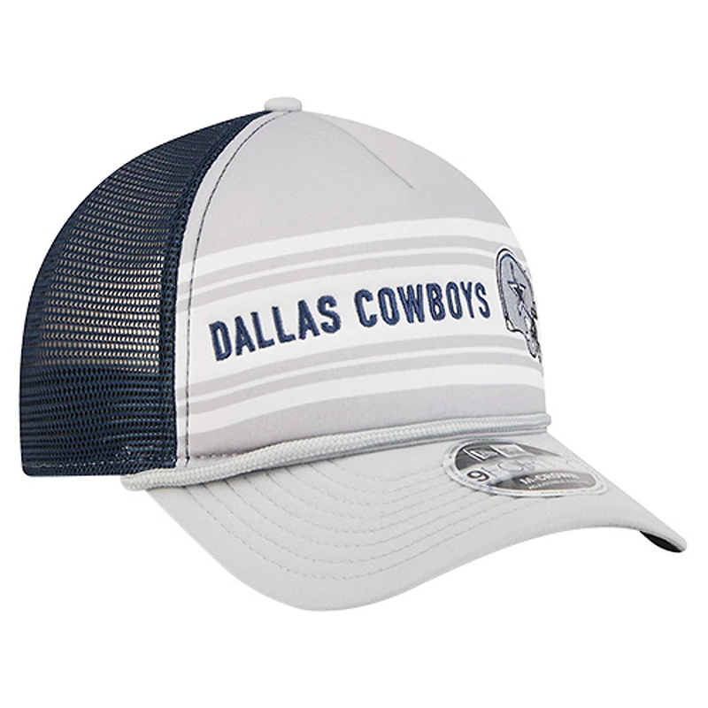 Men's New Era Silver/Navy Dallas Cowboys Linear A-Frame 9FORTY Adjustable Hat