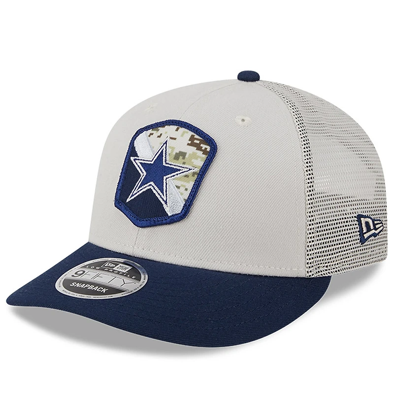 Men's New Era Stone/Navy Dallas Cowboys 2023 Salute To Service Low Profile 59FIFTY Fitted Hat