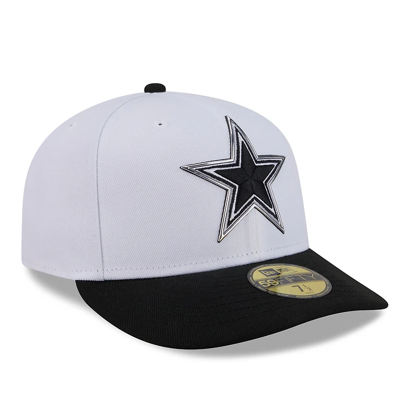 Men's New Era White/Black Dallas Cowboys 2026 NFL Draft Pre-Curved 59FIFTY Fitted Hat