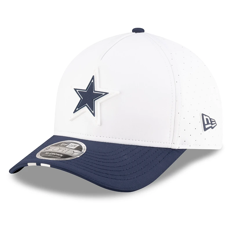 Men's New Era  White/Navy Dallas Cowboys 2025 NFL Training Camp A-Frame 9FORTY Adjustable Hat