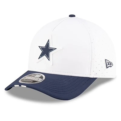 Men's New Era White/Navy Dallas Cowboys 2025 NFL Training Camp A-Frame 9FORTY Adjustable Hat