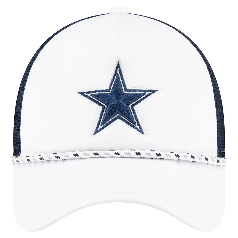 Men's New Era White/Navy Dallas Cowboys Court Sport Foam Front A-Frame 9FORTY Adjustable Trucker Hat