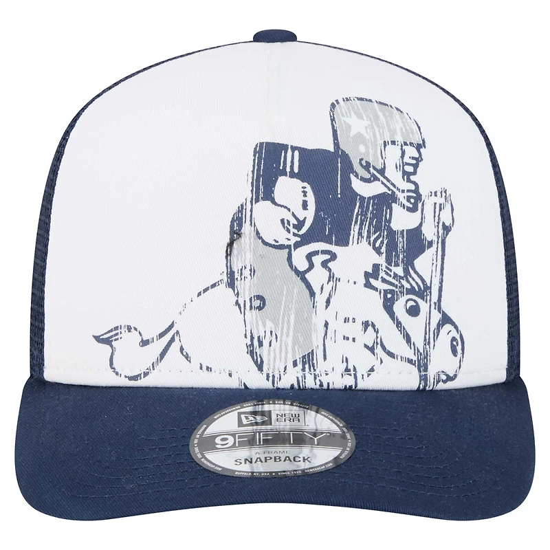 Men's New Era White/Navy Dallas Cowboys Distressed 9FIFTY A-Frame Snapback Hat