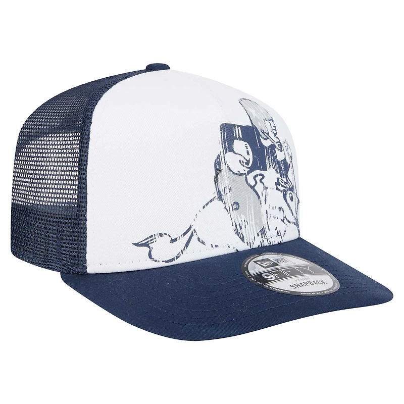 Casquette à visière plate à visière plate New Era 9FIFTY A-Frame pour homme, blanche/bleue marine, des Cowboys de Dallas