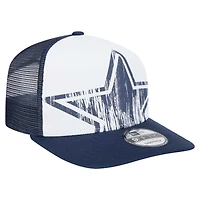 Casquette à visière plate à visière plate New Era 9FIFTY A-Frame pour homme, blanche/bleue marine, des Cowboys de Dallas