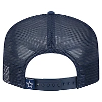 Casquette à visière plate à visière plate New Era 9FIFTY A-Frame pour homme, blanche/bleue marine, des Cowboys de Dallas