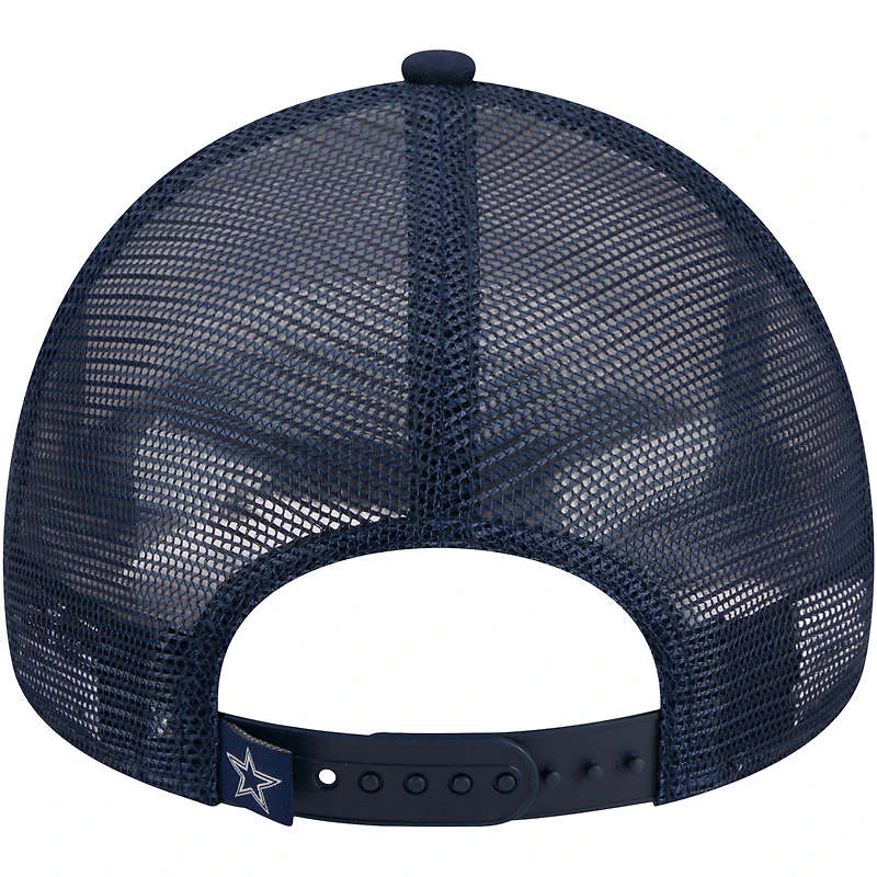 Men's New Era White/Navy Dallas Cowboys Stacked A-Frame Trucker 9FORTY Adjustable Hat