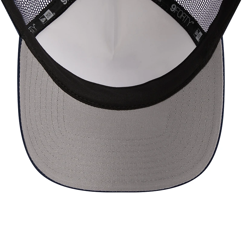 Men's New Era White/Navy Dallas Cowboys Stacked A-Frame Trucker 9FORTY Adjustable Hat