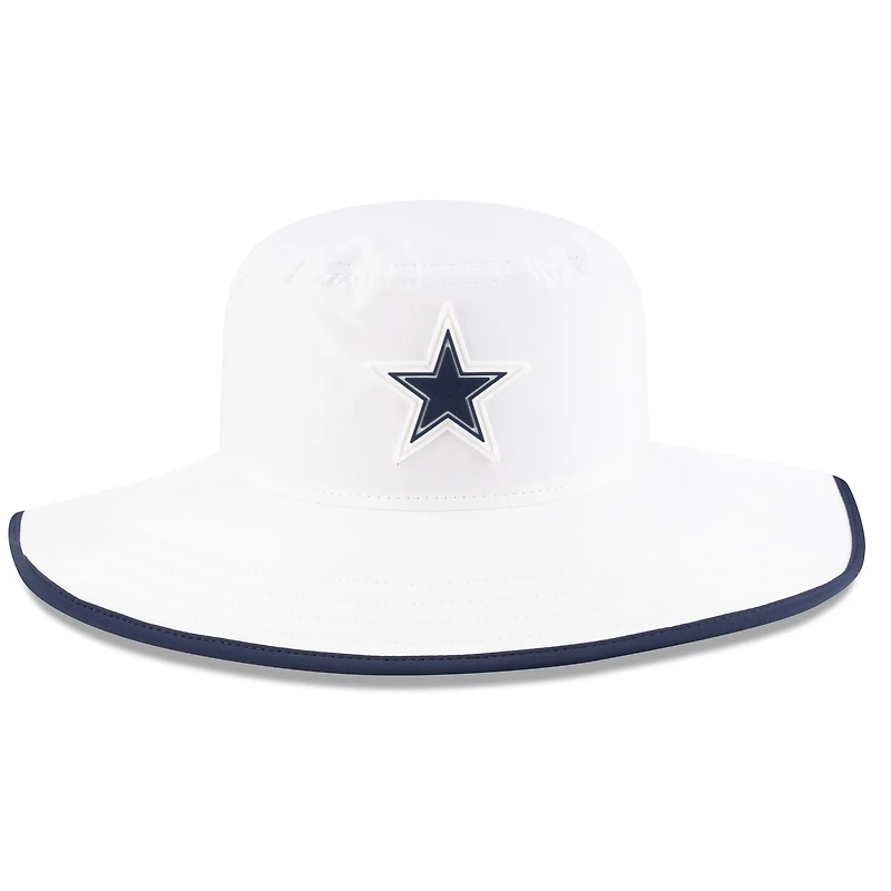 Bob Panama New Era blanc pour homme, camp d'entraînement NFL 2025 des Cowboys de Dallas