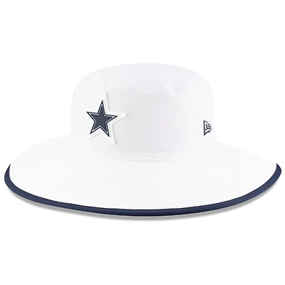 Bob Panama New Era blanc pour homme, camp d'entraînement NFL 2025 des Cowboys de Dallas