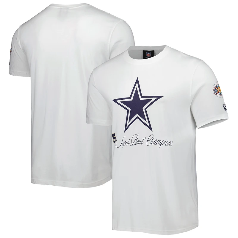 T-shirt New Era Dallas Cowboys 5x Super Bowl Champions blanc pour homme