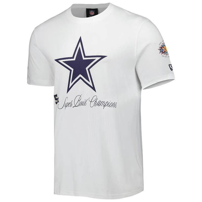 T-shirt New Era Dallas Cowboys 5x Super Bowl Champions blanc pour homme