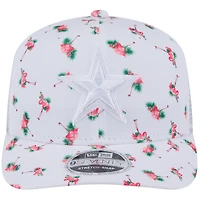 Casquette extensible à bouton-pression New Era blanche Dallas Cowboys Adventure Flamingo Pattern 9SEVENTY pour homme