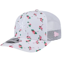 Casquette extensible à bouton-pression New Era blanche Dallas Cowboys Adventure Flamingo Pattern 9SEVENTY pour homme