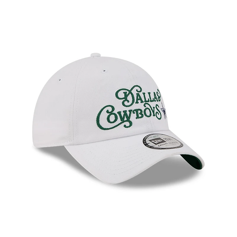 Casquette New Era blanche pour homme, modèle Dallas Cowboys, style golf, décontractée et classique, ajustable.