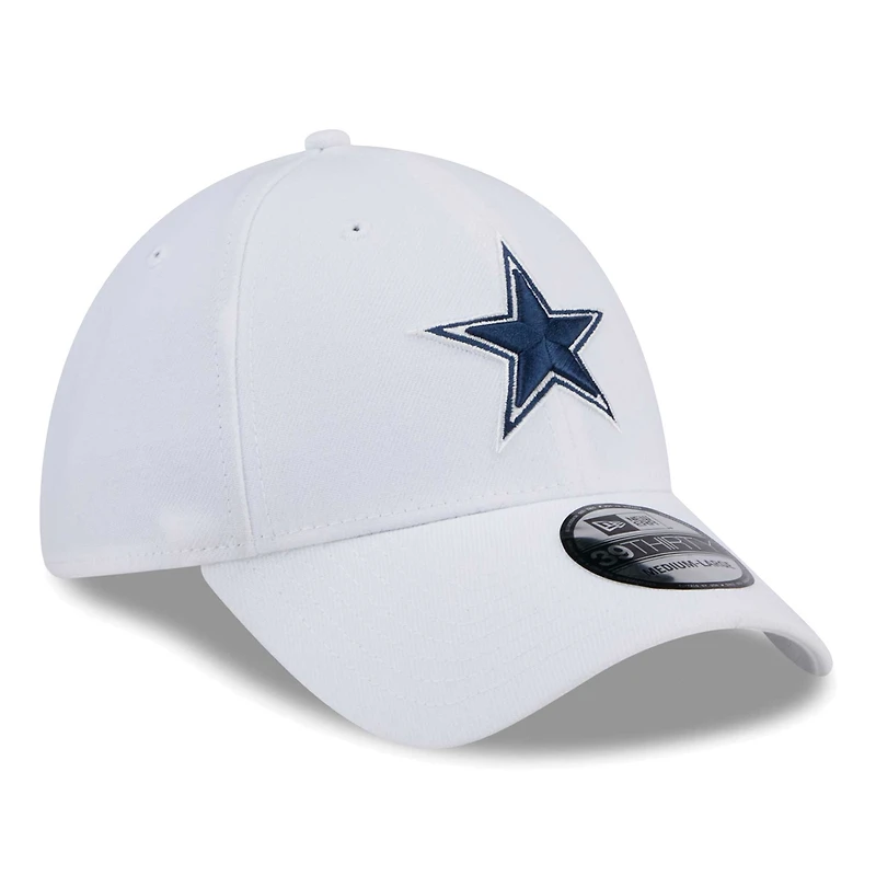 Casquette flex principale 39THIRTY des Dallas Cowboys New Era blanche pour hommes