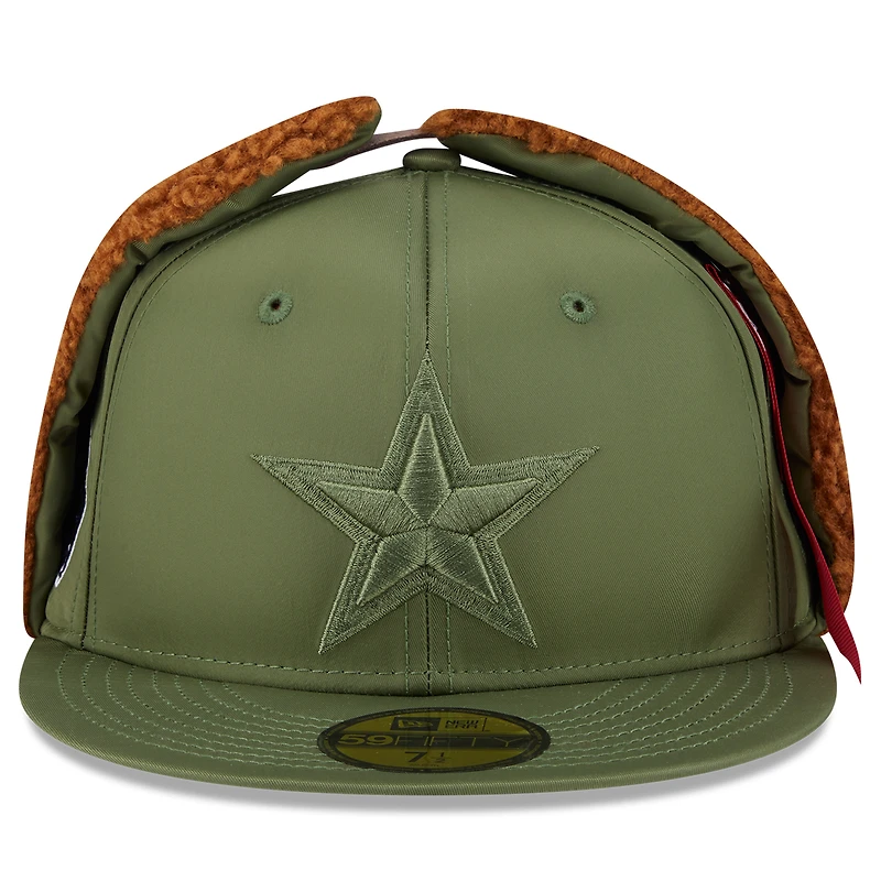 Men's New Era x Alpha Industries  Olive Dallas Cowboys Dog Ears 59FIFTY Fitted Hat
