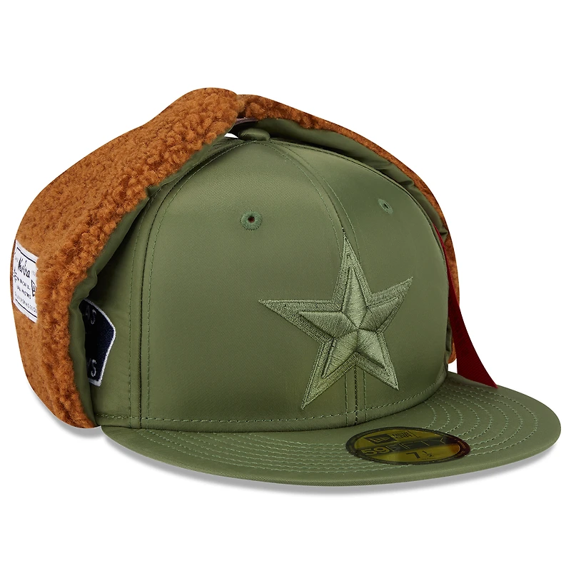 Men's New Era x Alpha Industries Olive Dallas Cowboys Dog Ears 59FIFTY Fitted Hat