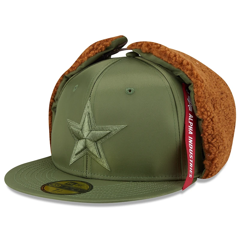 Men's New Era x Alpha Industries Olive Dallas Cowboys Dog Ears 59FIFTY Fitted Hat