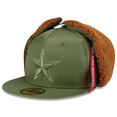 Men's New Era x Alpha Industries  Olive Dallas Cowboys Dog Ears 59FIFTY Fitted Hat