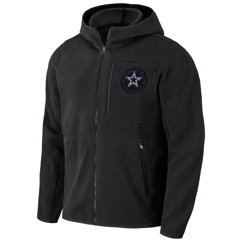 Collection NFL x Darius Rucker pour hommes par Fanatics Sweat à capuche entièrement zippé en sherpa noir Dallas Cowboys