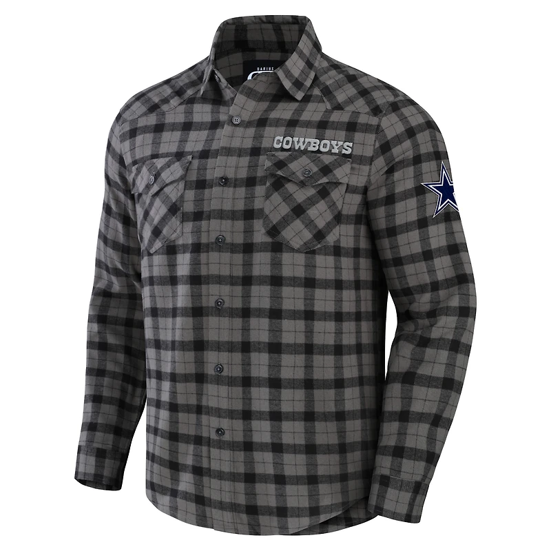Collection NFL x Darius Rucker pour hommes par Fanatics Chemise boutonnée à manches longues en flanelle grise des Dallas Cowboys